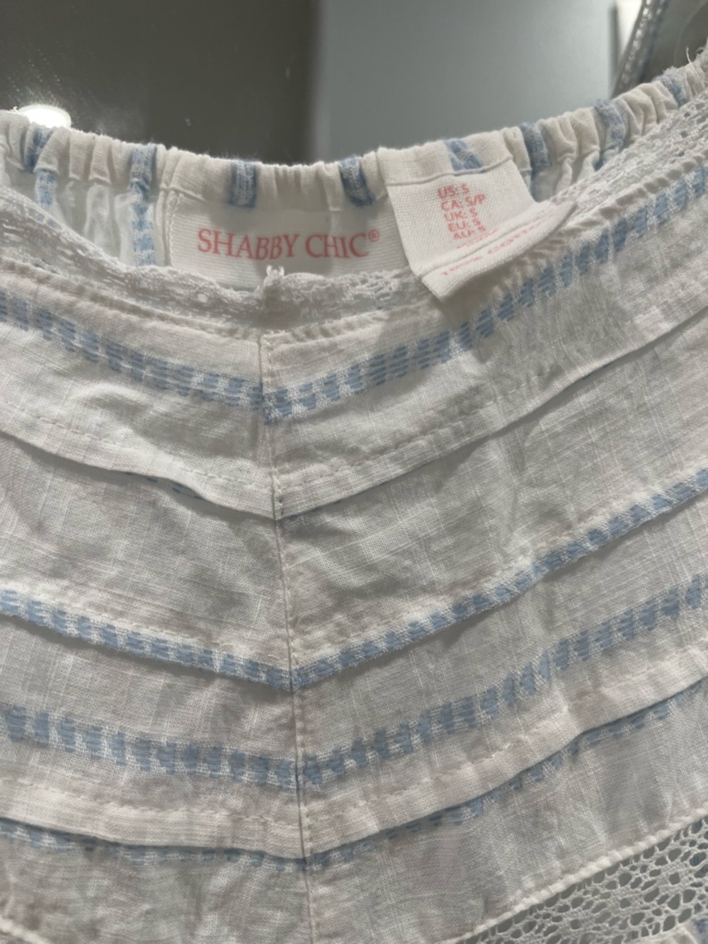 Shabby Chic White and Light Blue Ruffle Eyelet Nightdress - Picture 4 of 6